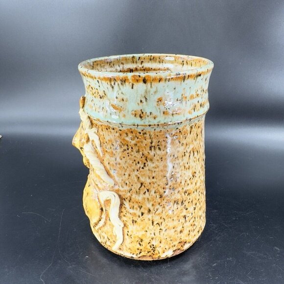 Hand Made Stoneware Pottery Coffee Mug Cup Unicorn Horse Raised Mug Brown VTG - Picture 11 of 16